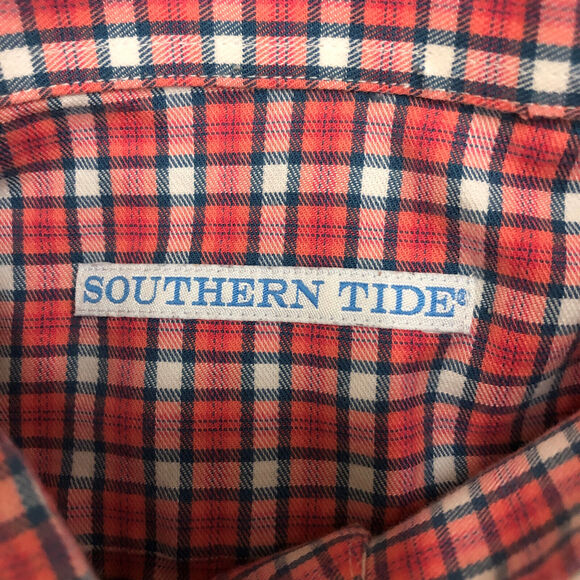 Southern Tide Shirt Mens Large Pink Plaid Check Button Up Corp Office Preppy Day - Picture 6 of 13